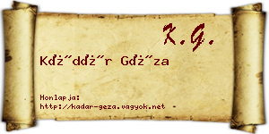 Kádár Géza névjegykártya